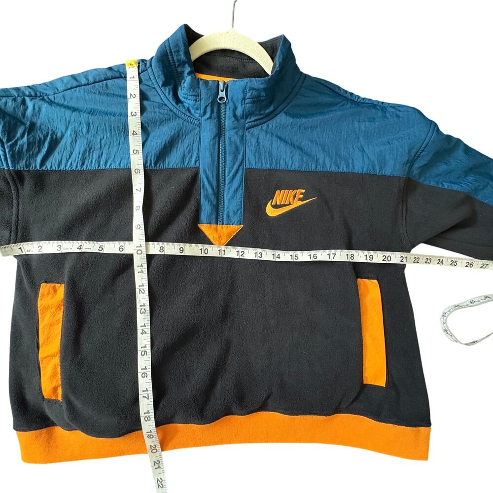 Nike Cropped Fleece Quarter Zip Pullover Sweatshirt M Block Retro Prep Y2K - Picture 3 of 7